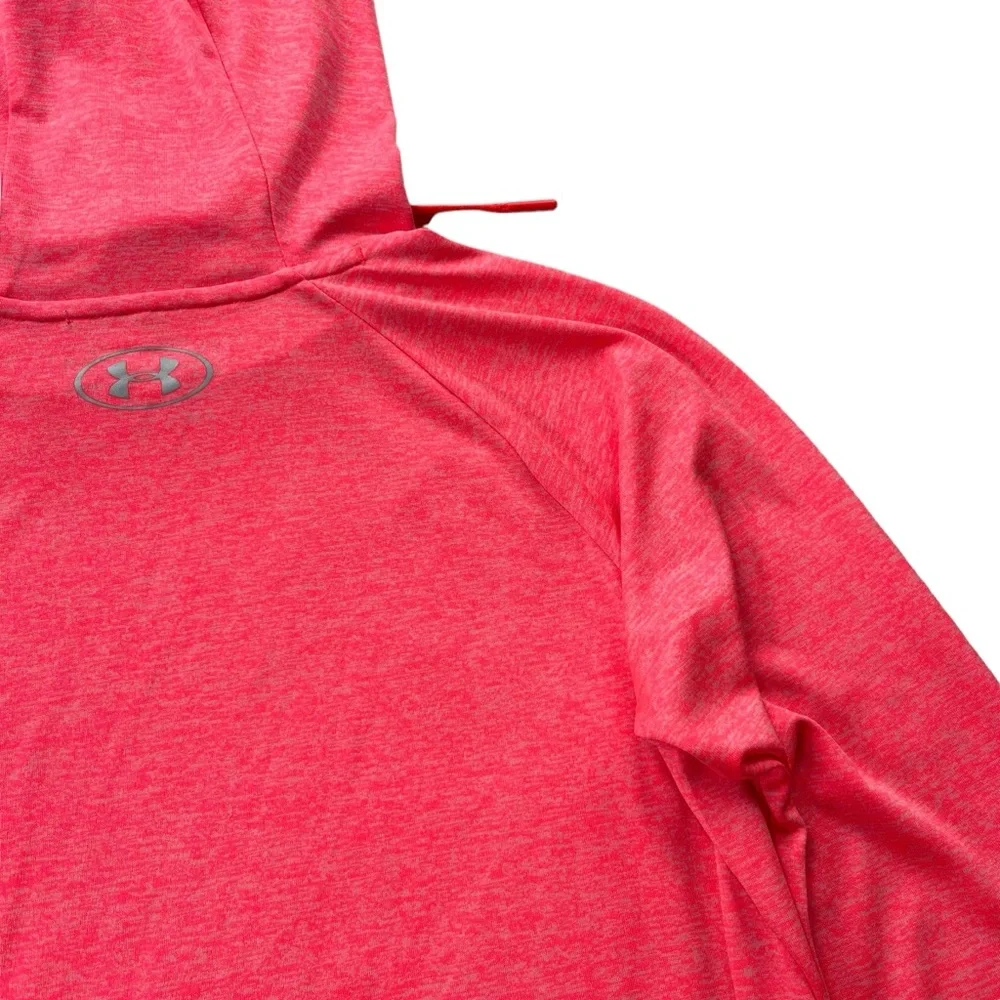 Under Armour Heatgear Womens S Neon Coral Loose Fit Tech Twist Drawstring Hoodie